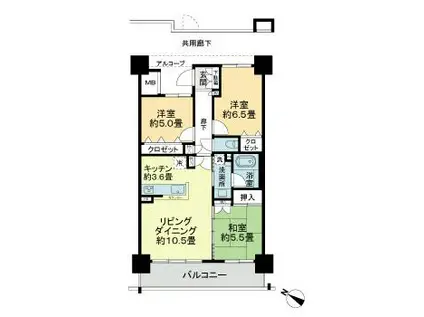 アドグランデ荒井(3LDK/6階)の間取り写真