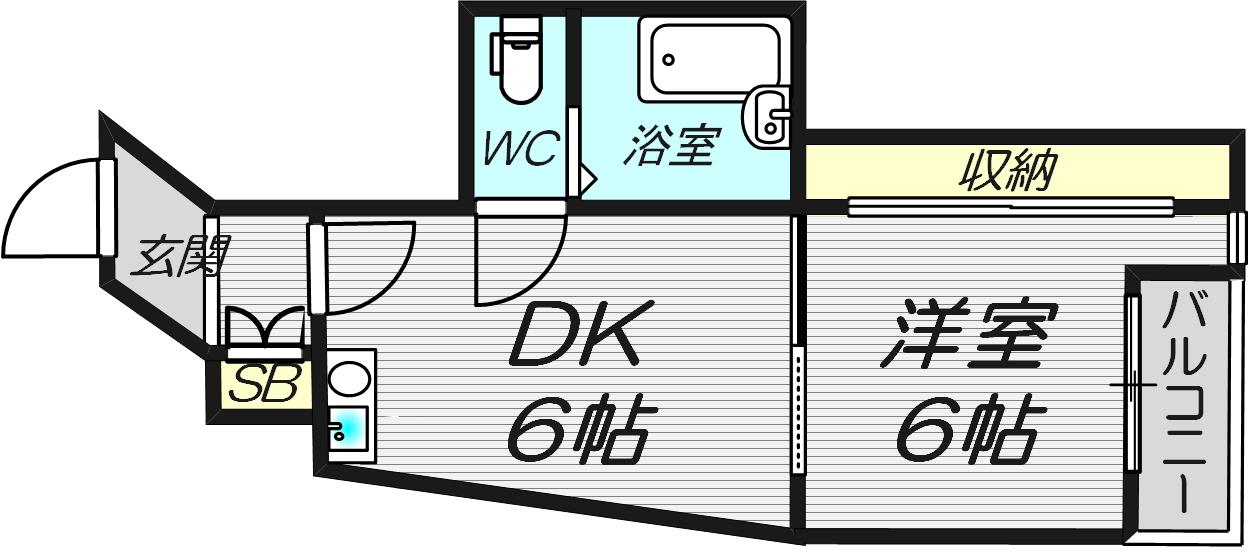 サンパレス21 仁川(1DK/3階)の間取り写真