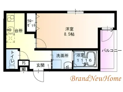フジパレス堺白鷺ウエスト(1K/1階)の間取り写真