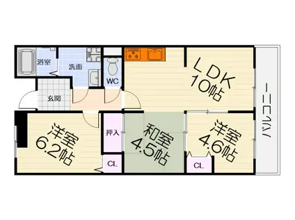 雅マンション(3LDK/1階)の間取り写真