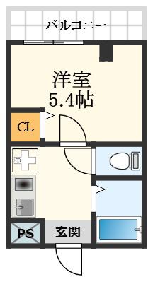 高槻井上ビル(1K/4階)の間取り写真