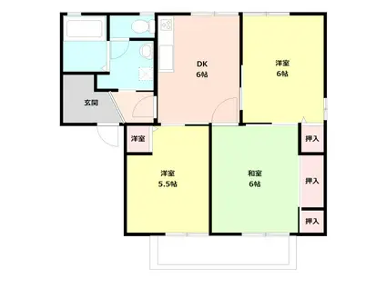 ドミール・アン(3DK/2階)の間取り写真