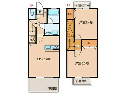 プレザントタウン(2LDK/1階)の間取り写真