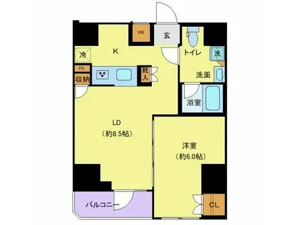 ジェノヴィア文京千駄木(1LDK/3階)の間取り写真