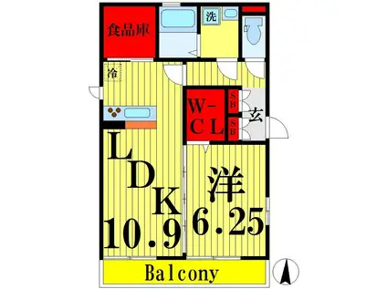 ATPARKB(1LDK/2階)の間取り写真