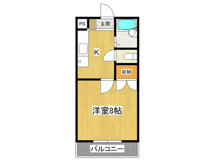 シャロームI(1K/1階)の間取り写真