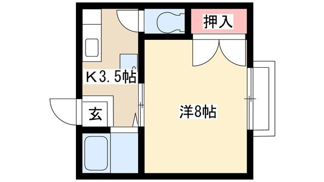 名東レジデンスII(1K/1階)の間取り写真