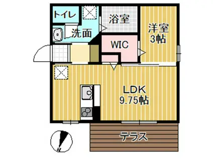 ロイヤルガーデン砺波II B(1LDK/1階)の間取り写真