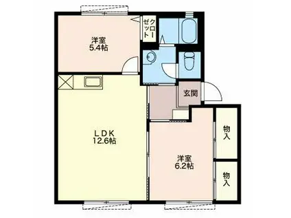 サニーコーポ千華 (2LDK/1階)の間取り写真