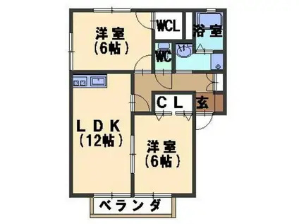 ウインディア京町(2LDK/2階)の間取り写真