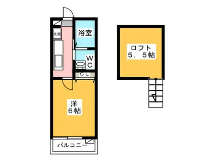 カンタビア湘南(1K/1階)の間取り写真