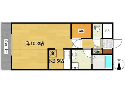 ソラリオン根本(ワンルーム/3階)の間取り写真