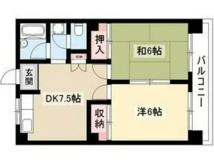 ラポール名幸(2DK/2階)の間取り写真