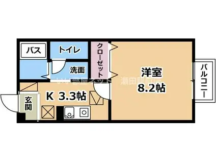 上萱の園(1K/1階)の間取り写真