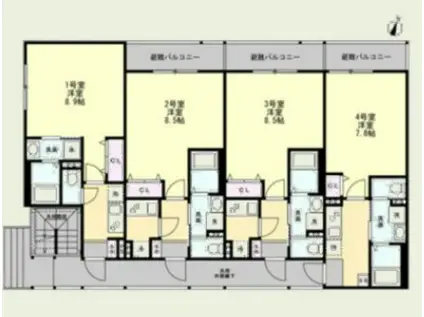 アーデルハイド(1K/3階)の間取り写真