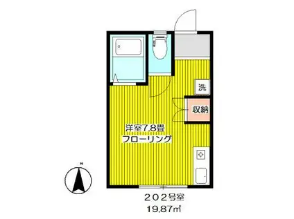 フローラ(ワンルーム/2階)の間取り写真