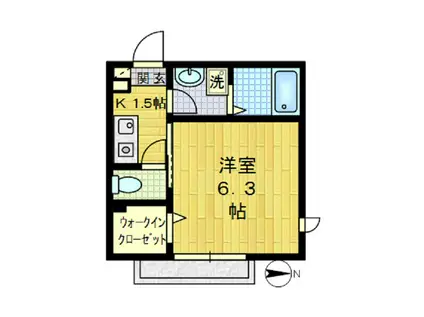 ティー・オリーヴ(1K/2階)の間取り写真