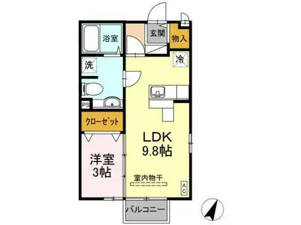 サンハイツ・エヌ(1LDK/2階)の間取り写真