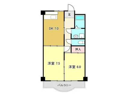 ハイツ ハピィバリーII B棟(2DK/3階)の間取り写真