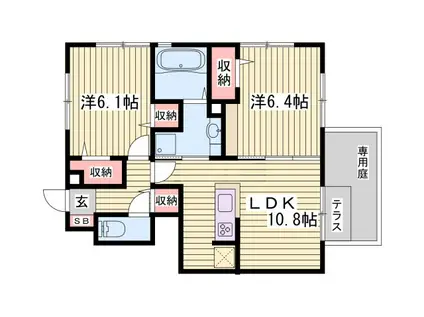 Dヴェルジェ(2LDK/1階)の間取り写真