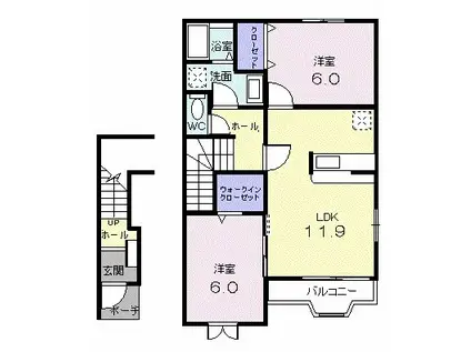 サニーヒルズ・アザレア(2LDK/2階)の間取り写真