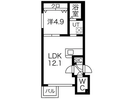 コアヒルズ(1LDK/2階)の間取り写真