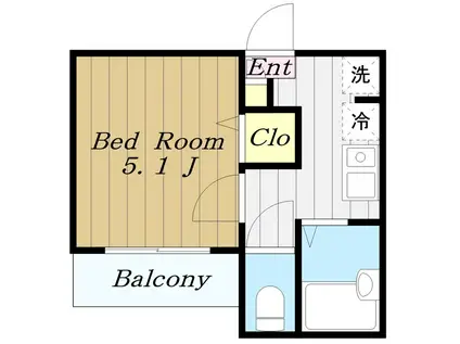MELDIA相武台前(1K/1階)の間取り写真