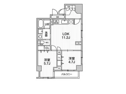 ミリアレジテンス上池袋旧ロイヤルトーク宇佐美(2LDK/4階)の間取り写真