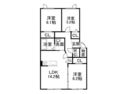 BELL WOOD II (3LDK/1階)の間取り写真