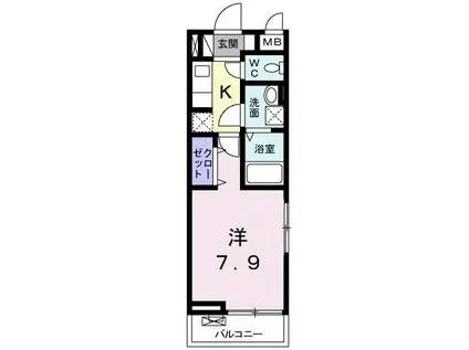 マハロⅡ(1K/3階)の間取り写真