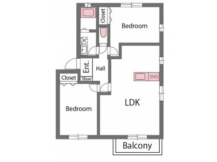 グランデステージ日吉B棟(2LDK/1階)の間取り写真