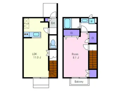 ヴィアレッタ上石原(1LDK/1階)の間取り写真