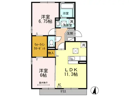 ロ一ゼン ・ リッタ一(2LDK/2階)の間取り写真