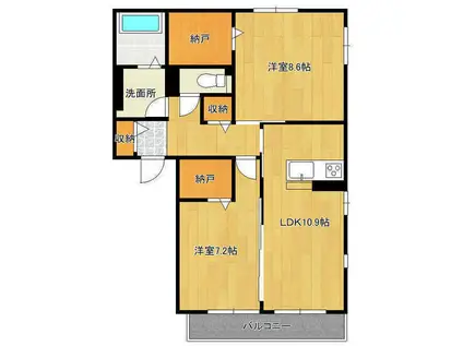 ブリージア松代(2SLDK/3階)の間取り写真