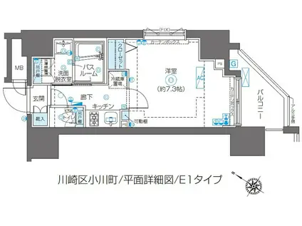 ZOOM川崎SECOND(1K/11階)の間取り写真