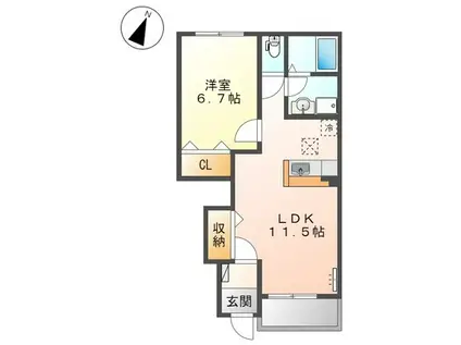 グランディア(1LDK/1階)の間取り写真