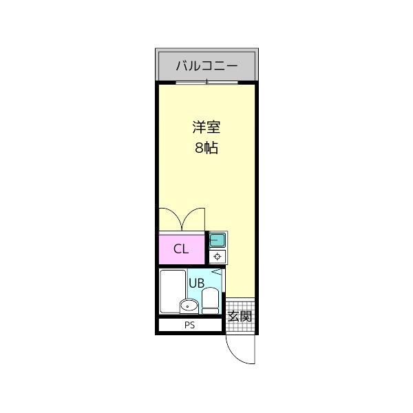 神殿マンション3号棟(ワンルーム/4階)の間取り写真