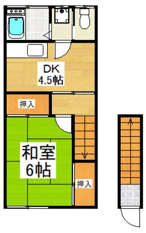 みどり荘(1DK/2階)の間取り写真