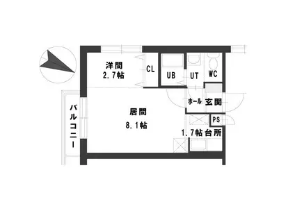 グランメール月寒B(1DK/4階)の間取り写真