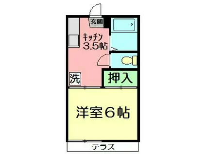 常楽ハイツ1号棟(1K/2階)の間取り写真