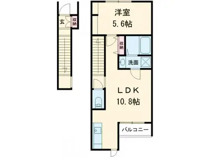 シャインS栄田(1LDK/2階)の間取り写真