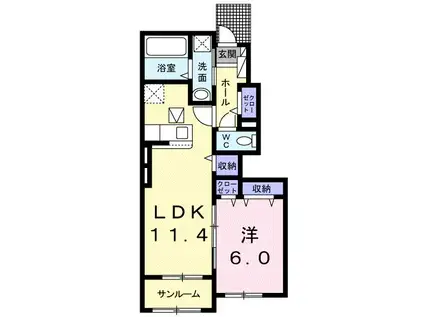 グローリー竹崎 III(1LDK/1階)の間取り写真