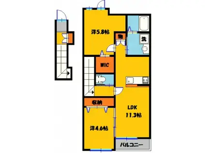 カルミア(2LDK/2階)の間取り写真