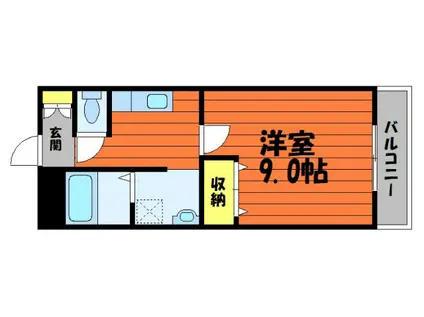 ブロードヒルI(1K/4階)の間取り写真