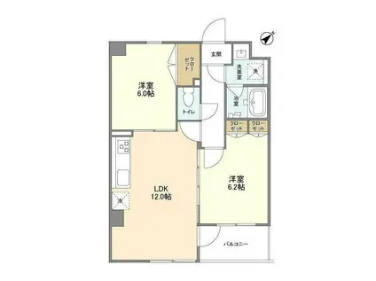 ロックコート三田(2LDK/2階)の間取り写真