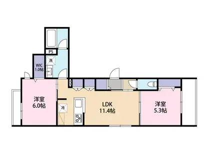 グラース等々力(2LDK/1階)の間取り写真