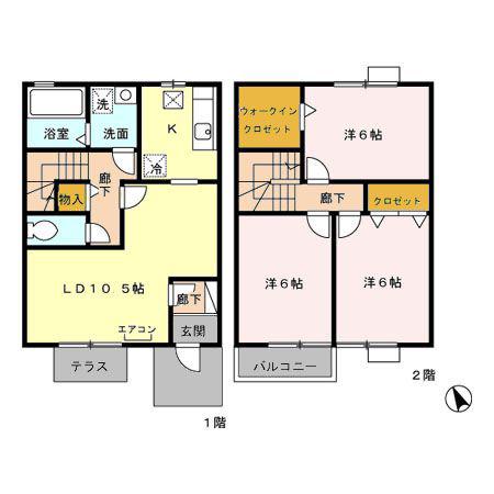 ロイヤルパレス B(3LDK/1階)の間取り写真
