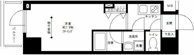 プライムアーバン白山(1K/9階)の間取り写真