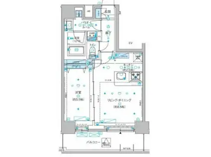 メインステージ両国III(1LDK/12階)の間取り写真