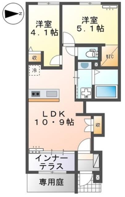 沼津市東椎路アパート(2LDK/1階)の間取り写真